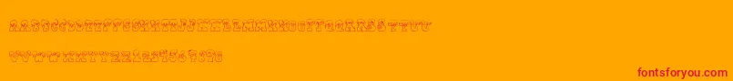 Frostyholiday-Schriftart – Rote Schriften auf orangefarbenem Hintergrund