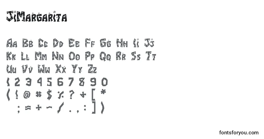 A fonte JiMargarita – alfabeto, números, caracteres especiais