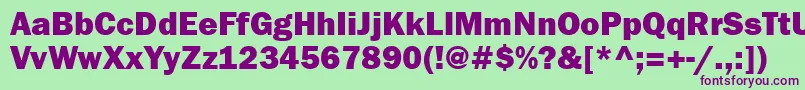 Franklingothheavyatt Font – Purple Fonts on Green Background