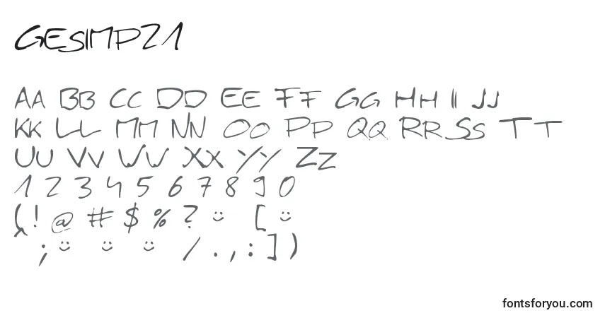 Czcionka Gesimp21 – alfabet, cyfry, specjalne znaki