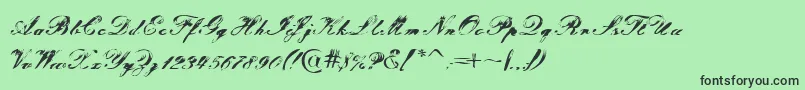 フォントTragedia – 緑の背景に黒い文字