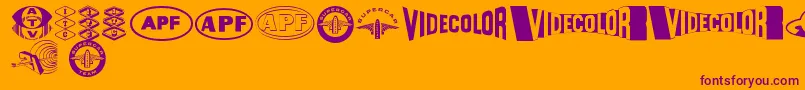 AndersonDings1-Schriftart – Violette Schriften auf orangefarbenem Hintergrund