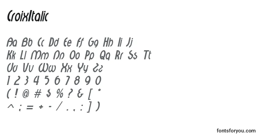 Schriftart CroixItalic – Alphabet, Zahlen, spezielle Symbole