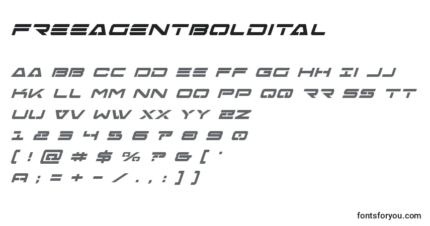 Freeagentboldital Font – alphabet, numbers, special characters