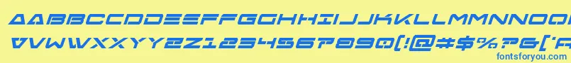 Weitere Informationen zur Freeagentboldital-Schriftart Freeagentboldital-Schriftart – Blaue Schriften auf gelbem Hintergrund