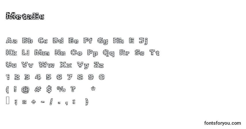Czcionka Metalic – alfabet, cyfry, specjalne znaki