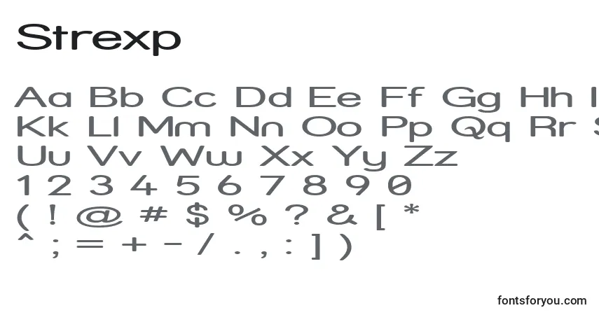 Schriftart Strexp – Alphabet, Zahlen, spezielle Symbole