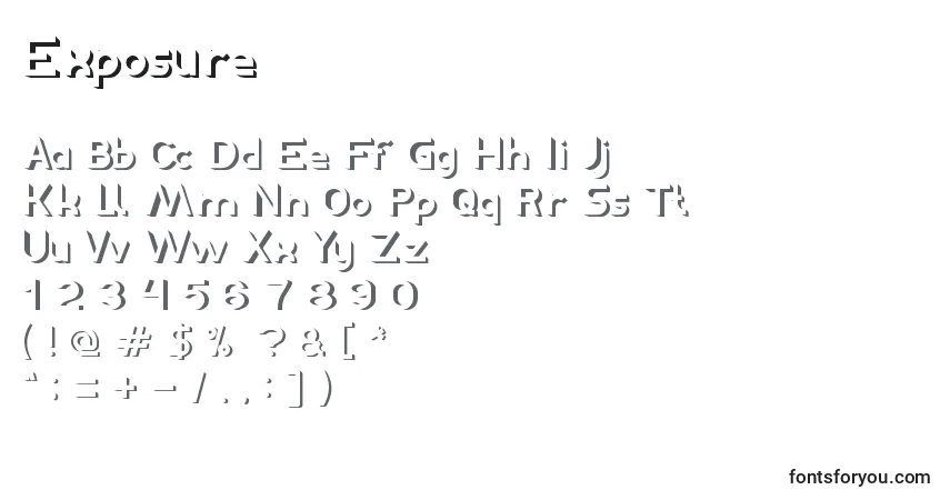 Czcionka Exposure – alfabet, cyfry, specjalne znaki