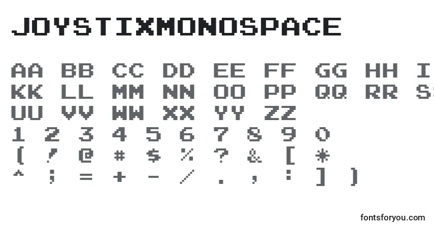 JoystixMonospace (102418) Font – alphabet, numbers, special characters