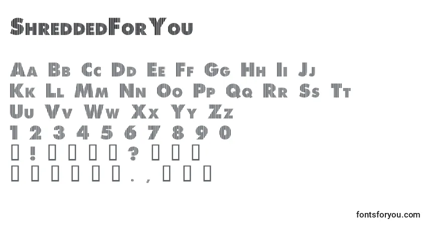 ShreddedForYou-fontti – aakkoset, numerot, erikoismerkit