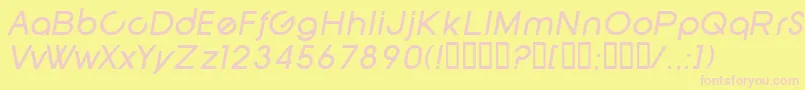 SfNewRepublicItalic-Schriftart – Rosa Schriften auf gelbem Hintergrund