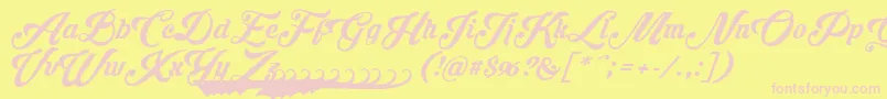 Krinkesdecorpersonal-Schriftart – Rosa Schriften auf gelbem Hintergrund