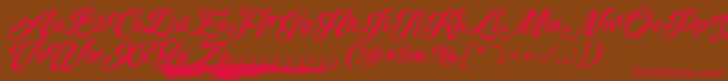 Krinkesdecorpersonal-Schriftart – Rote Schriften auf braunem Hintergrund