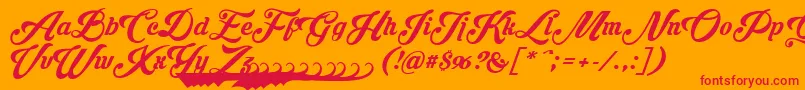Krinkesdecorpersonal-Schriftart – Rote Schriften auf orangefarbenem Hintergrund