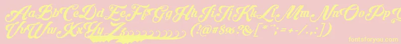 Krinkesdecorpersonal-Schriftart – Gelbe Schriften auf rosa Hintergrund