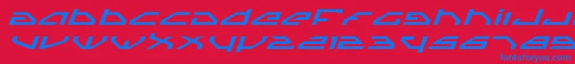 Fonte SpylordExpandedItalic – fontes azuis em um fundo vermelho