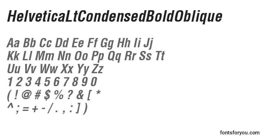 HelveticaLtCondensedBoldOblique-fontti – aakkoset, numerot, erikoismerkit