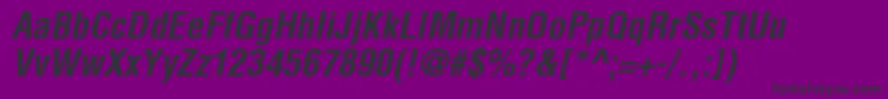 HelveticaLtCondensedBoldOblique-fontti – mustat fontit violetilla taustalla