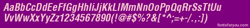 HelveticaLtCondensedBoldOblique Font – Pink Fonts on Purple Background