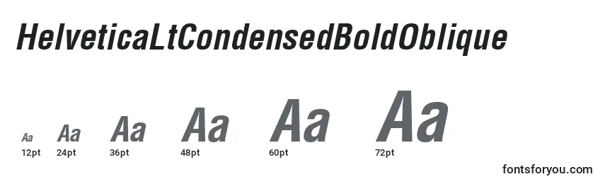 Размеры шрифта HelveticaLtCondensedBoldOblique