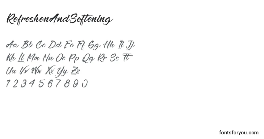 A fonte RefreshenAndSoftening – alfabeto, números, caracteres especiais