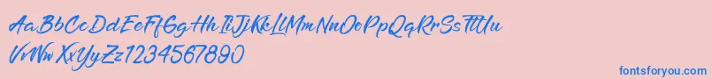 RefreshenAndSoftening-Schriftart – Blaue Schriften auf rosa Hintergrund