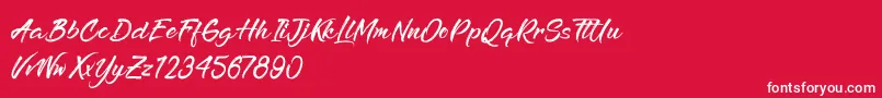 RefreshenAndSoftening-Schriftart – Weiße Schriften auf rotem Hintergrund