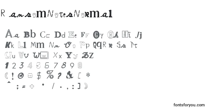 Czcionka RansomNotesNormal – alfabet, cyfry, specjalne znaki