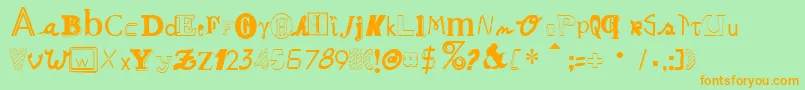 RansomNotesNormal Font – Orange Fonts on Green Background