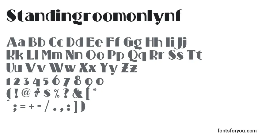 Schriftart Standingroomonlynf (102430) – Alphabet, Zahlen, spezielle Symbole