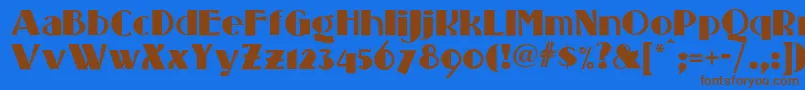 フォントStandingroomonlynf – 茶色の文字が青い背景にあります。