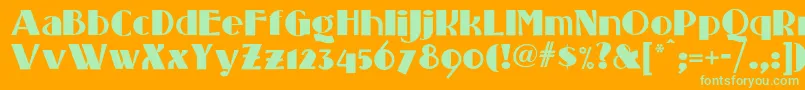 Шрифт Standingroomonlynf – зелёные шрифты на оранжевом фоне