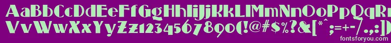 Standingroomonlynf-fontti – vihreät fontit violetilla taustalla