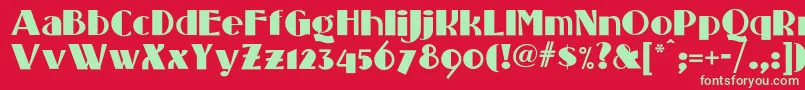 フォントStandingroomonlynf – 赤い背景に緑の文字