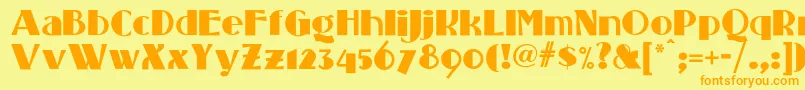 Standingroomonlynf-Schriftart – Orangefarbene Schriften auf gelbem Hintergrund