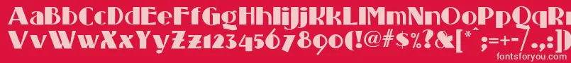 Standingroomonlynf-fontti – vaaleanpunaiset fontit punaisella taustalla
