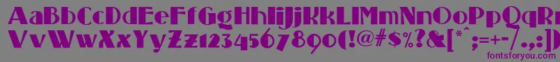 Czcionka Standingroomonlynf – fioletowe czcionki na szarym tle