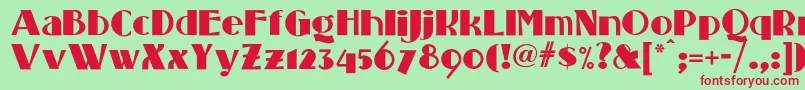 Шрифт Standingroomonlynf – красные шрифты на зелёном фоне
