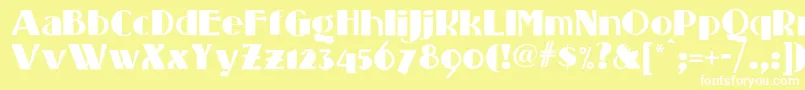 Standingroomonlynf-Schriftart – Weiße Schriften auf gelbem Hintergrund