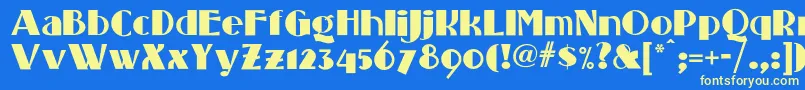 Standingroomonlynf-fontti – keltaiset fontit sinisellä taustalla