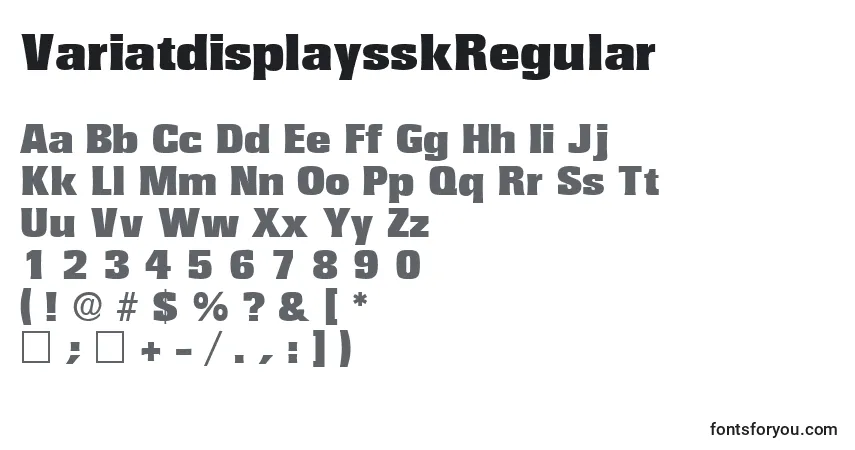 VariatdisplaysskRegular-fontti – aakkoset, numerot, erikoismerkit