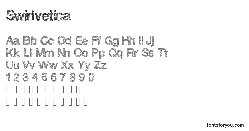 A fonte Swirlvetica – alfabeto, números, caracteres especiais