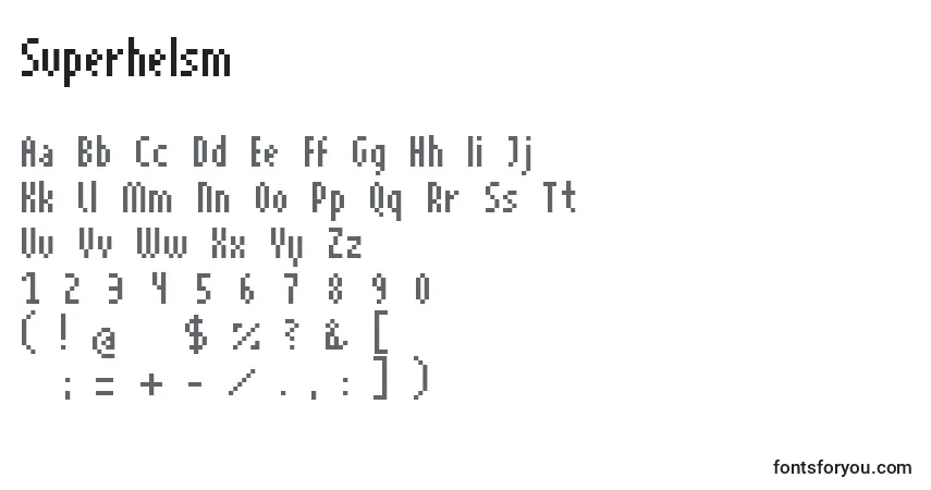 Шрифт Superhelsm – алфавит, цифры, специальные символы