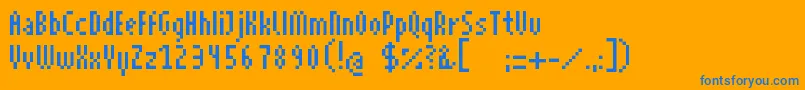 Superhelsm Font – Blue Fonts on Orange Background