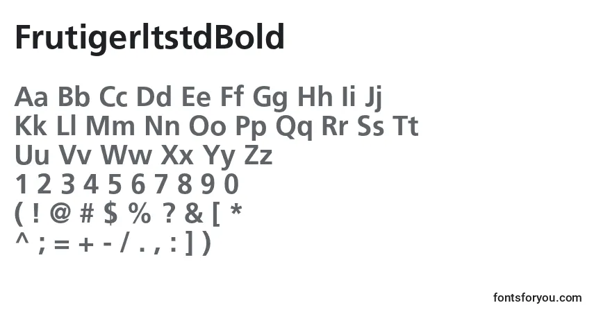 Шрифт FrutigerltstdBold – алфавит, цифры, специальные символы
