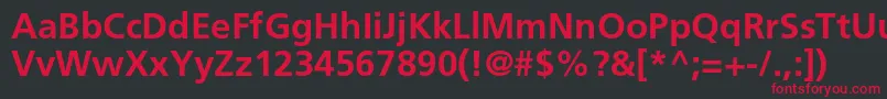 FrutigerltstdBold Font – Red Fonts on Black Background