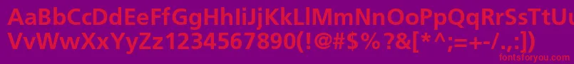 Fonte FrutigerltstdBold – fontes vermelhas em um fundo violeta