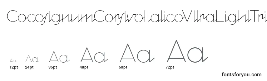 Größen der Schriftart CocosignumCorsivoItalicoUltraLightTrial