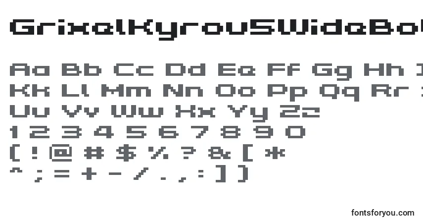 Czcionka GrixelKyrou5WideBold – alfabet, cyfry, specjalne znaki