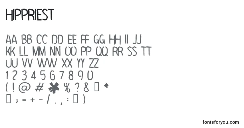 Czcionka HipPriest – alfabet, cyfry, specjalne znaki